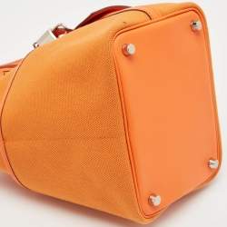 Hermès Orange Toile Goeland and Swift Leather Cargo Picotin Lock 18 Bag