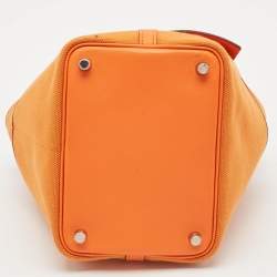 Hermès Orange Toile Goeland and Swift Leather Cargo Picotin Lock 18 Bag