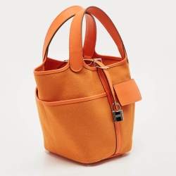 Hermès Orange Toile Goeland and Swift Leather Cargo Picotin Lock 18 Bag