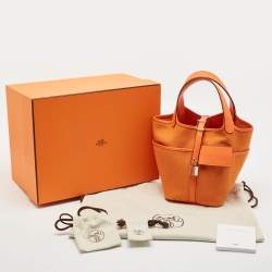 Hermès Orange Toile Goeland and Swift Leather Cargo Picotin Lock 18 Bag