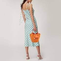Hermès Orange Toile Goeland and Swift Leather Cargo Picotin Lock 18 Bag