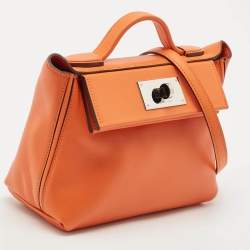 Hermès Orange Evercolor and Swift Leather Silver Finish 24/24 21 Bag 