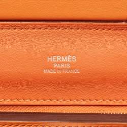 Hermès Orange Evercolor and Swift Leather Silver Finish 24/24 21 Bag 