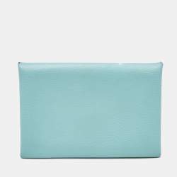 Hermès Bleu Atoll Evercolor Leather Calvi Card Holder