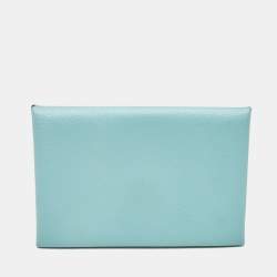 Hermès Bleu Atoll Evercolor Leather Calvi Card Holder