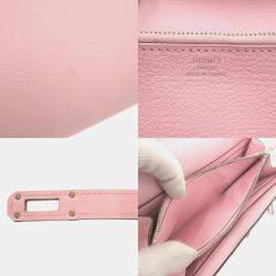 Hermes Rose Sakura Swift Leather Kelly Long Ghillies Wallet 