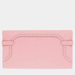 Hermes Rose Sakura Swift Leather Kelly Long Ghillies Wallet 