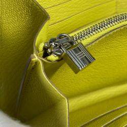 Hermes Yellow Chevre Leather Kelly Long Wallet 