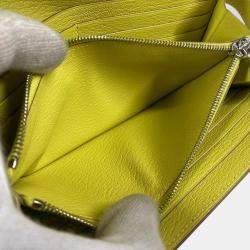Hermes Yellow Chevre Leather Kelly Long Wallet 