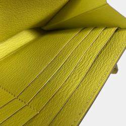 Hermes Yellow Chevre Leather Kelly Long Wallet 