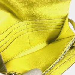Hermes Yellow Chevre Leather Kelly Long Wallet 