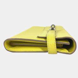 Hermes Yellow Chevre Leather Kelly Long Wallet 