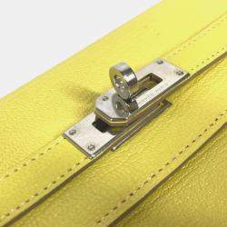 Hermes Yellow Chevre Leather Kelly Long Wallet 