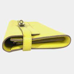 Hermes Yellow Chevre Leather Kelly Long Wallet 