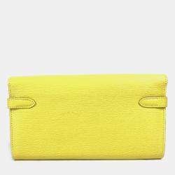 Hermes Yellow Chevre Leather Kelly Long Wallet 