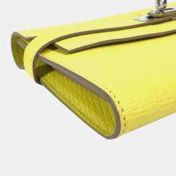 Hermes Yellow Chevre Leather Kelly Long Wallet 