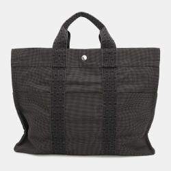 Hermes Gray Canvas Herline MM Tote Bag