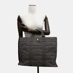 Hermes Gray Canvas Herline MM Tote Bag