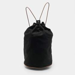 Hermes Black/Brown Canvas Polochon Mimile Bag