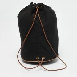 Hermes Black/Brown Canvas Polochon Mimile Bag