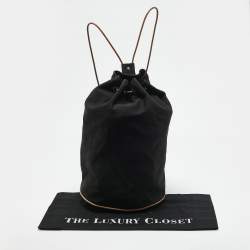 Hermes Black/Brown Canvas Polochon Mimile Bag