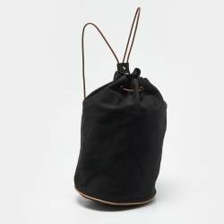 Hermes Black/Brown Canvas Polochon Mimile Bag