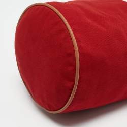 Hermes Red/Beige Canvas and Leather Polochon Mimile Bag