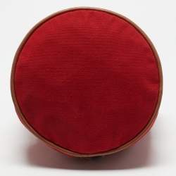 Hermes Red/Beige Canvas and Leather Polochon Mimile Bag