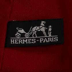 Hermes Red/Beige Canvas and Leather Polochon Mimile Bag