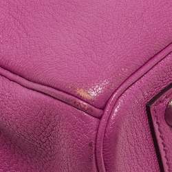 Hermes Fuchsia Chevre Leather Palladium Finish HAC Birkin 32 Bag
