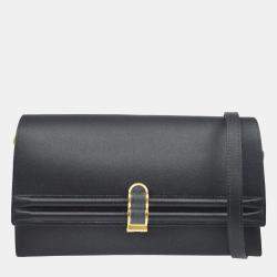 Hermes Black Satin 2Way Clutch Shoulder Bag