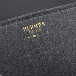 Hermes Black Satin 2Way Clutch Shoulder Bag