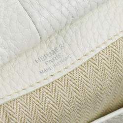 Hermes White Taurillon Clemence Pursangle 31 Handbag