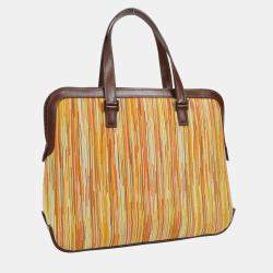 Pre Owned Hermes Orange Brown Vibrato Box Calf Escapade Handbag