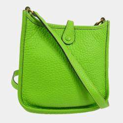 Pre Owned Hermes Green Taurillon Clemence Evelyne TPM Shoulder Bag