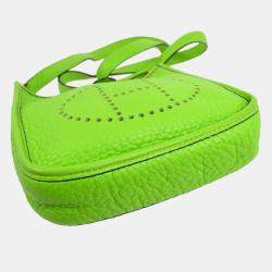 Pre Owned Hermes Green Taurillon Clemence Evelyne TPM Shoulder Bag