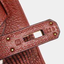 Hermes Rouge Crinoline Taurillon Clemence Birkin 35 Handbag 