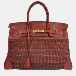 Hermes Rouge Crinoline Taurillon Clemence Birkin 35 Handbag 