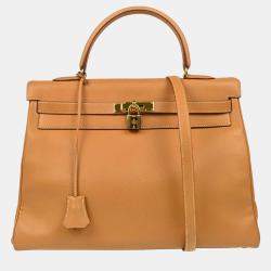 Hermes Natural Courchevel Kelly 35 Retourne Handbag 