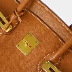 Hermes Gold Courchevel Birkin 35 Handbag