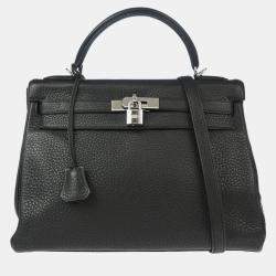 Hermes Black Taurillon Clemence Kelly 32 Retourne Handbag