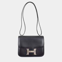 Hermes Black Box Calf Constance 18 Shoulder Bag 