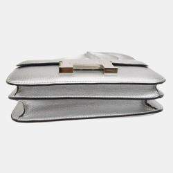 Hermes Silver Chevre Constance 18 Shoulder Bag