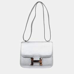 Hermes Silver Chevre Constance 18 Shoulder Bag