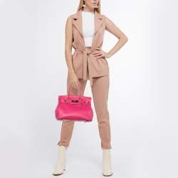 Hermes Rose Shocking/Gris Perle Chèvre De Coromandel Leather Palladium Hardware Birkin 30 Bag