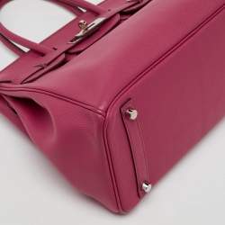 Hermes Rose Shocking/Gris Perle Chèvre De Coromandel Leather Palladium Hardware Birkin 30 Bag