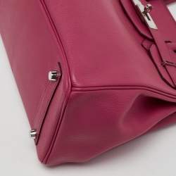 Hermes Rose Shocking/Gris Perle Chèvre De Coromandel Leather Palladium Hardware Birkin 30 Bag