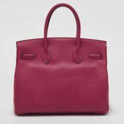 Hermes Rose Shocking/Gris Perle Chèvre De Coromandel Leather Palladium Hardware Birkin 30 Bag