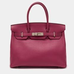 Hermes Rose Shocking/Gris Perle Chèvre De Coromandel Leather Palladium Hardware Birkin 30 Bag
