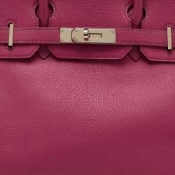 Hermes Rose Shocking/Gris Perle Chèvre De Coromandel Leather Palladium Hardware Birkin 30 Bag
